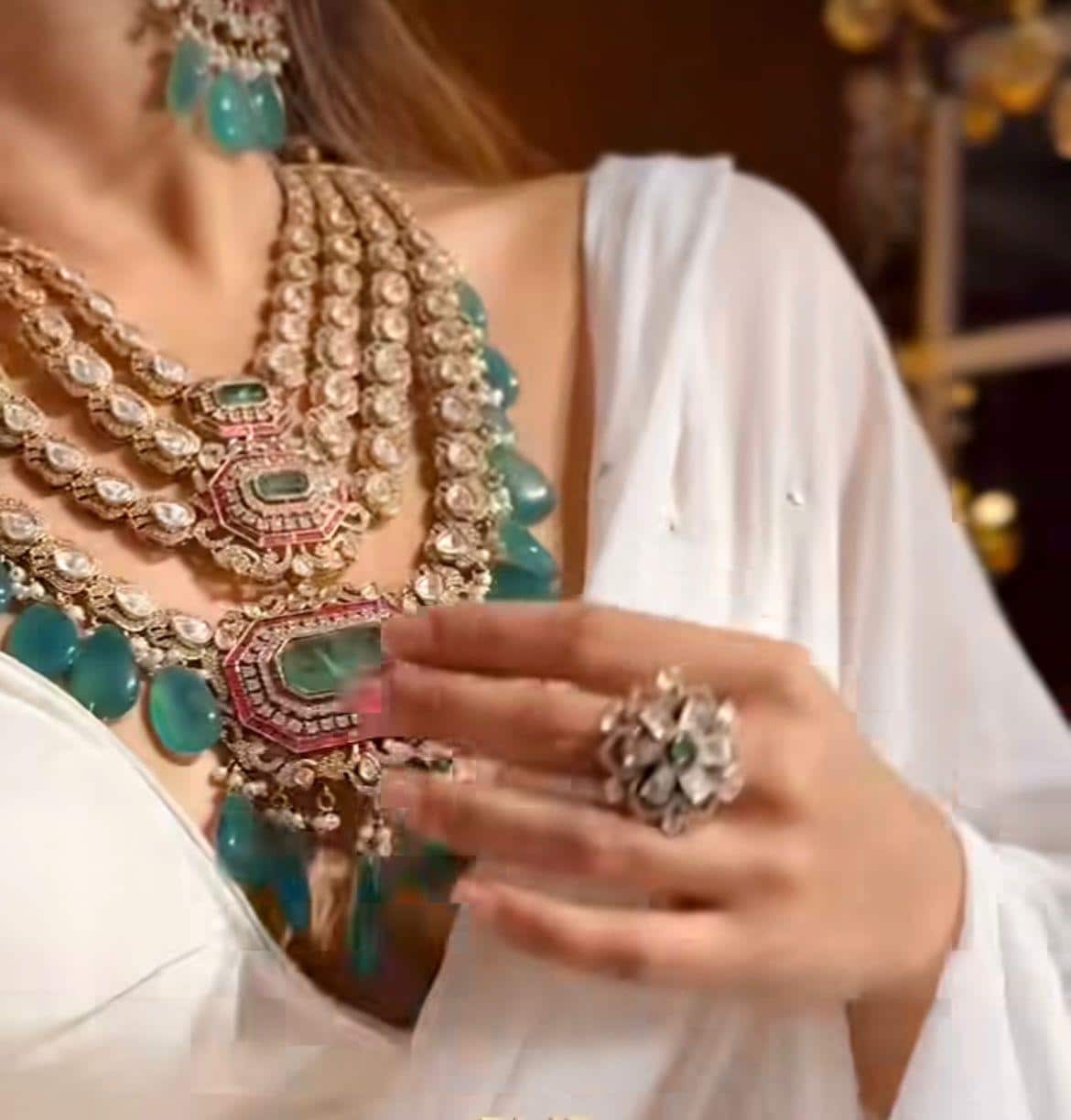 Royal Uncut Polki Kundan Necklace/ Sabyasachi inspired Doublet and Zambian stones/Indian Pakistani Bridal Wedding Statement necklace set