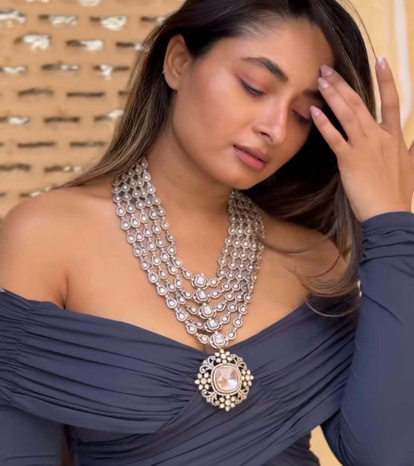 Victorian Moissanite multi layer Polki Necklace, Sabyasachi jewelry,Indian Pakistani Wedding Bridal Statement Fusion showstopper necklace