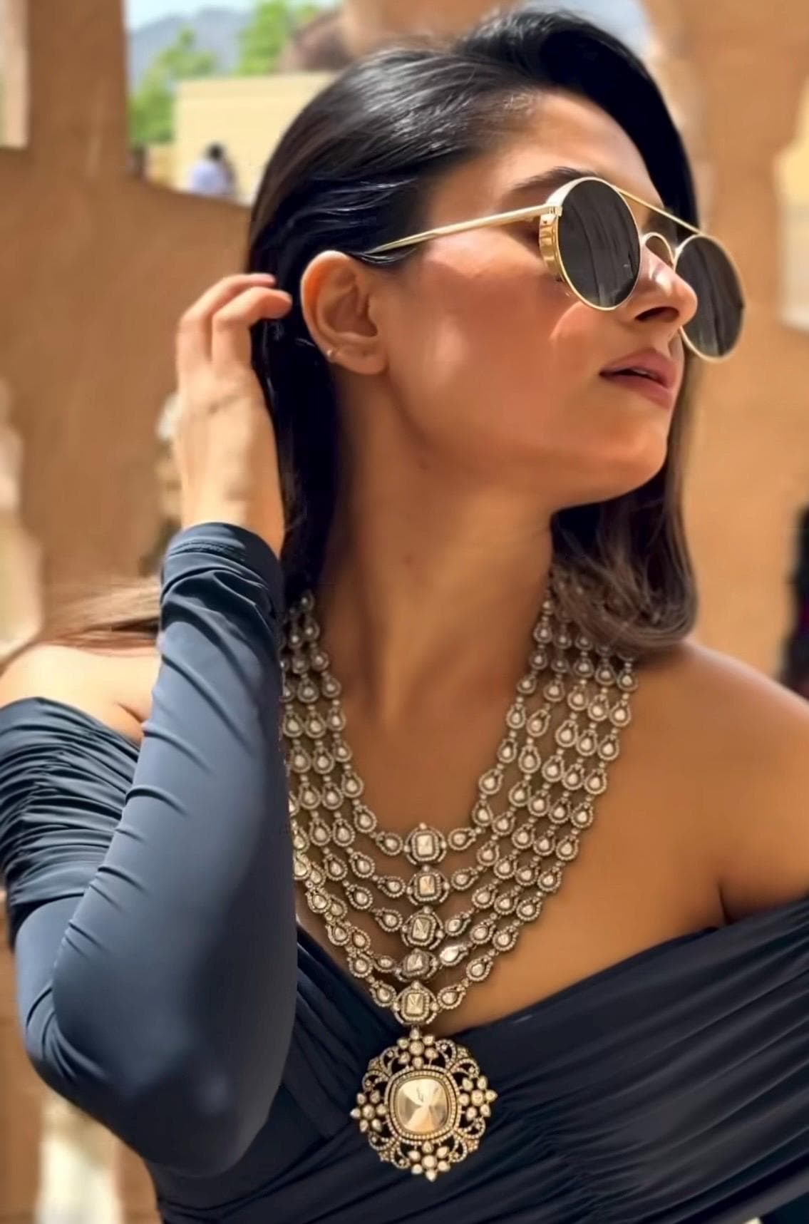 Victorian Moissanite multi layer Polki Necklace, Sabyasachi jewelry,Indian Pakistani Wedding Bridal Statement Fusion showstopper necklace