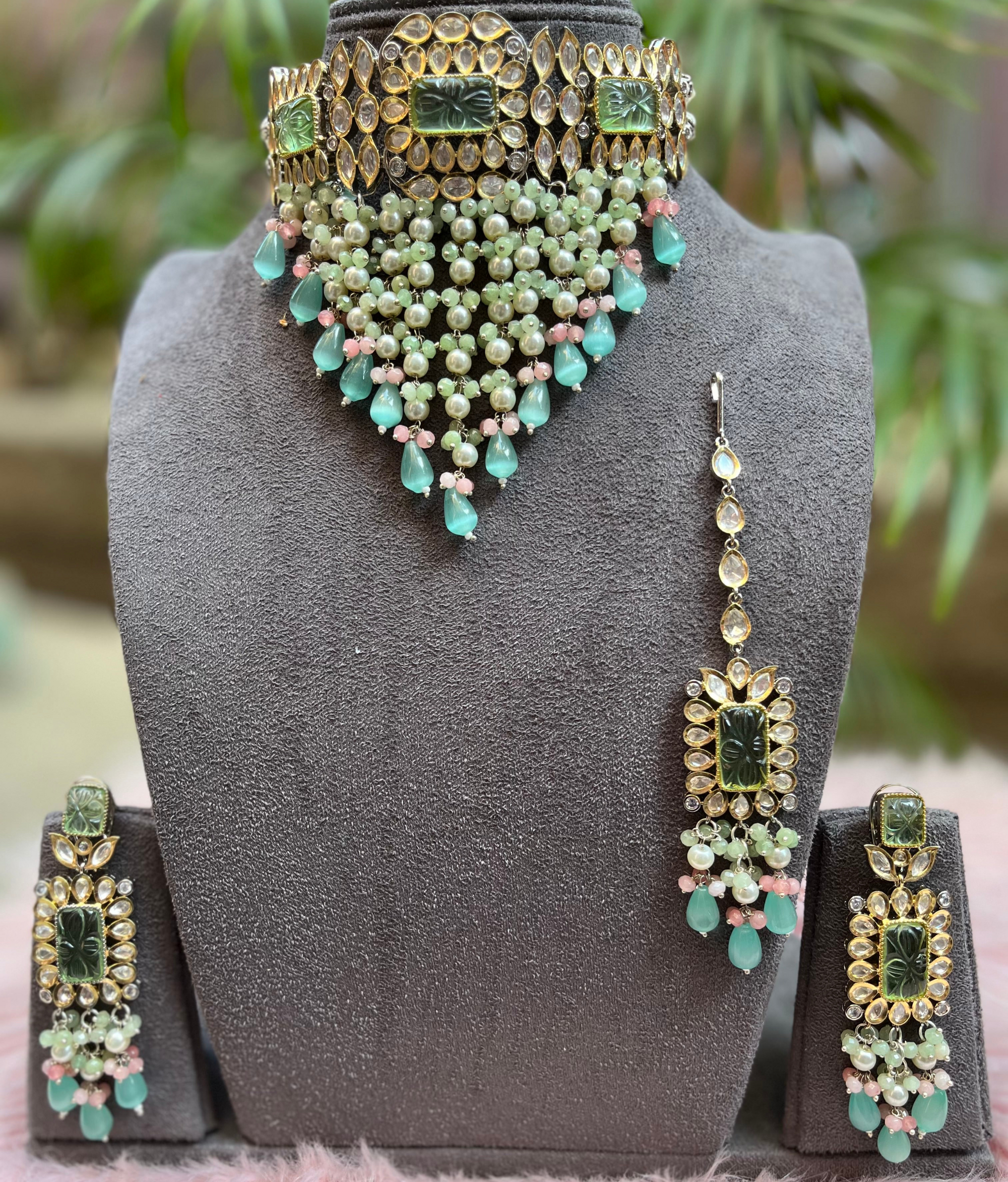 simar tayni polki kundan necklace set