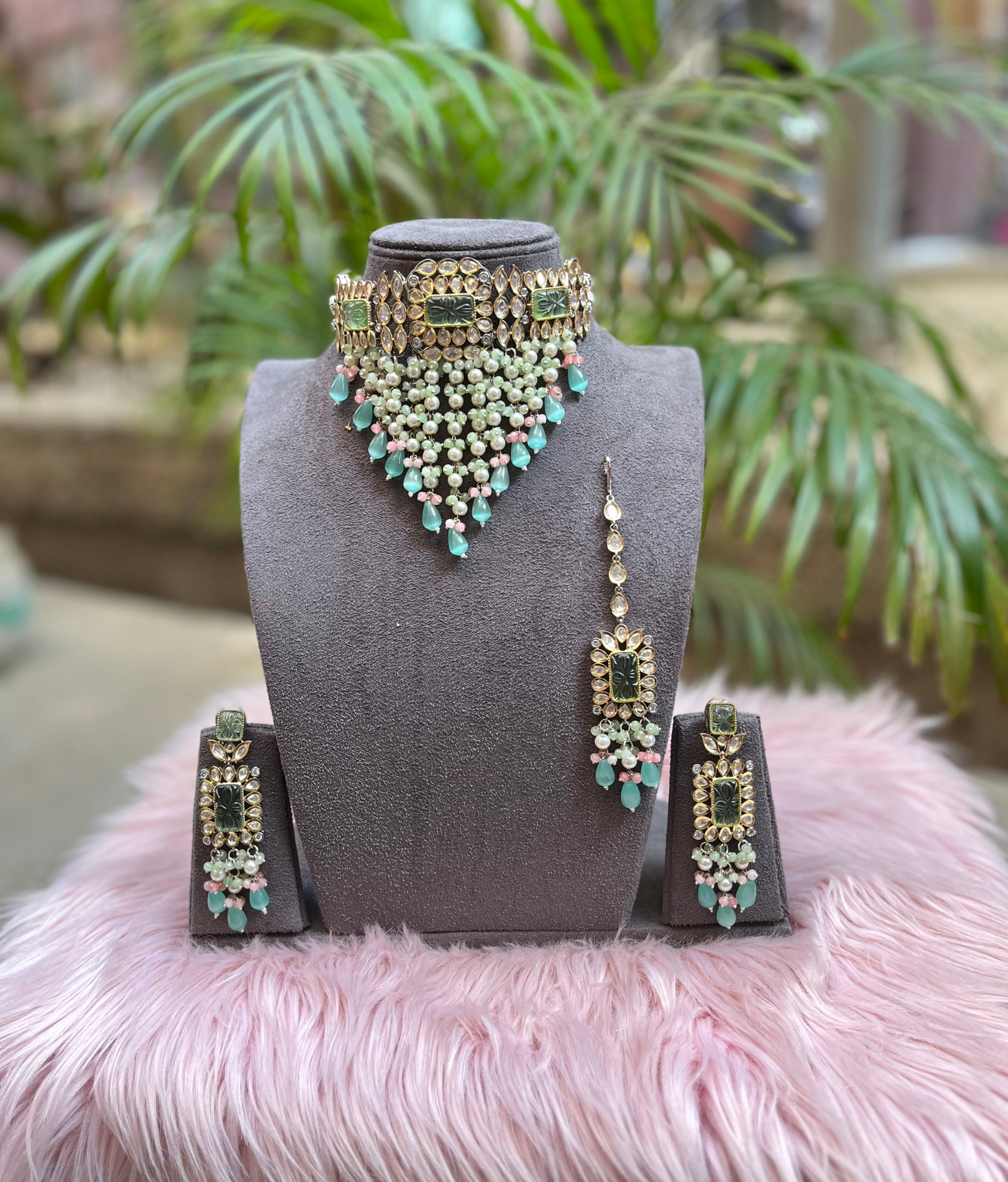 simar tayni polki kundan necklace set